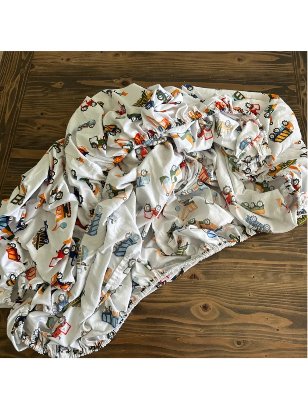 Kids Construction Truck Twin Sheet Set White Excavator Dump Truck Polyester